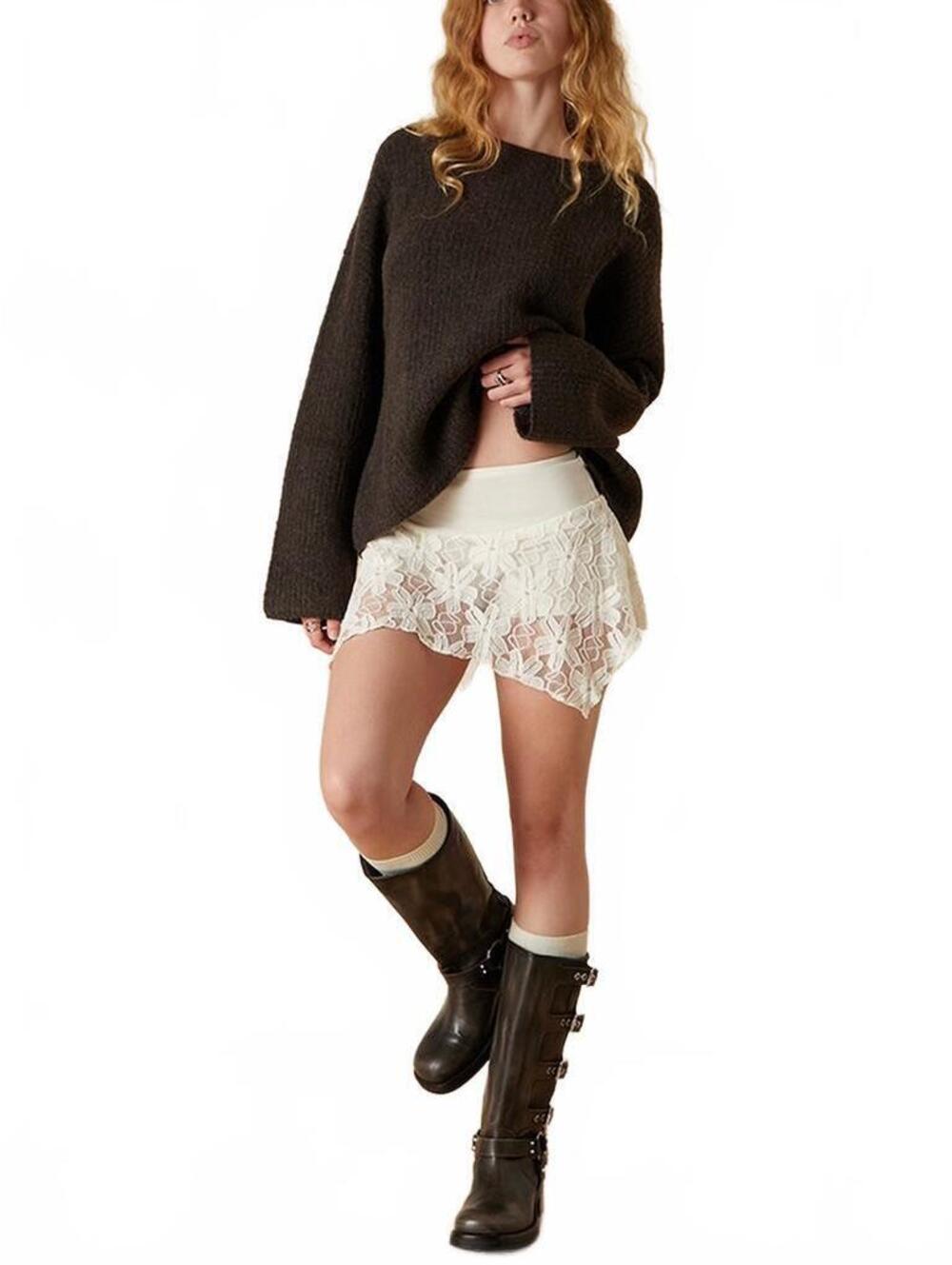Pacsun Your Favorite Asymmetrical Floral Mini Skort NWT Cream Medium
